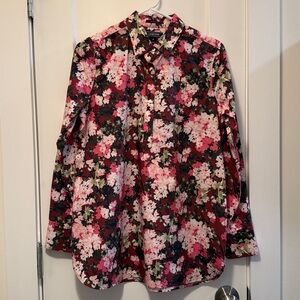 Lands’ End Woman's Half Button Collared Tunic Hydrangea Blouse size 8